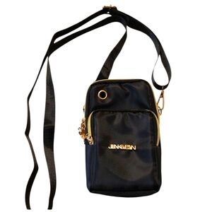 Jingpin Waterproof Crossbody Phone Wallet NWOT Black With Gold Logo